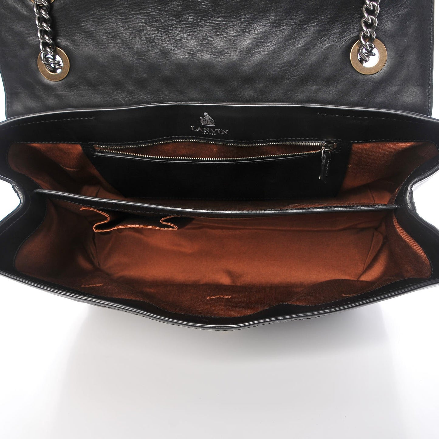 Hammered Calfskin Large Happy Edgy Shoulder Bag Black