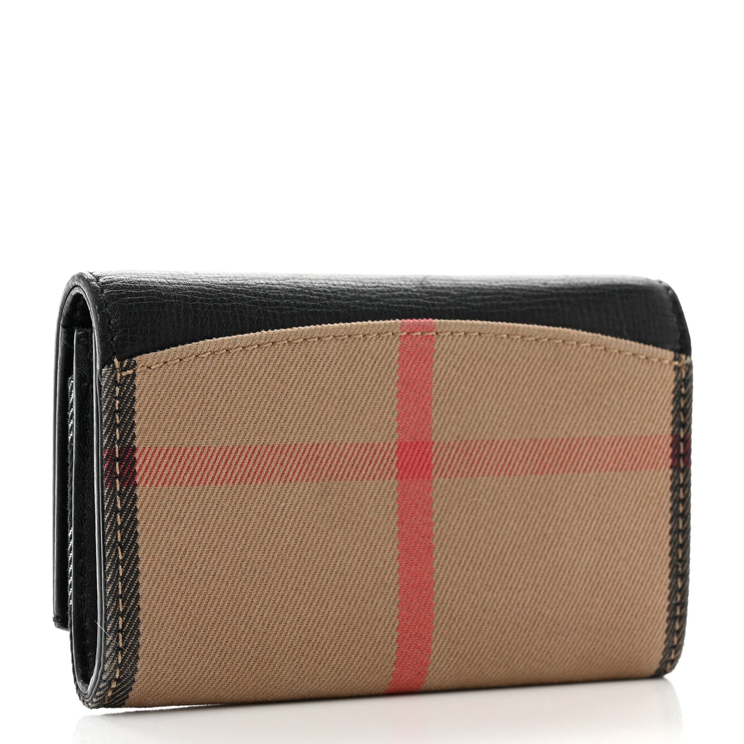 Grainy Calfskin House Check Wellington Wallet Mahogany Black