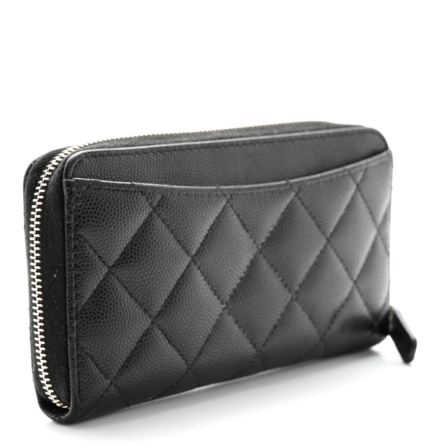 Caviar Quilted Medium Zip Around Wallet Black