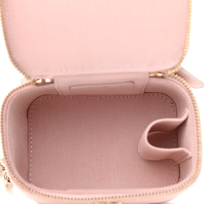 Chanel Iridescent Caviar Quilted Mini Pearl On Top Vanity Case With Chain Light Pink 5 of 11