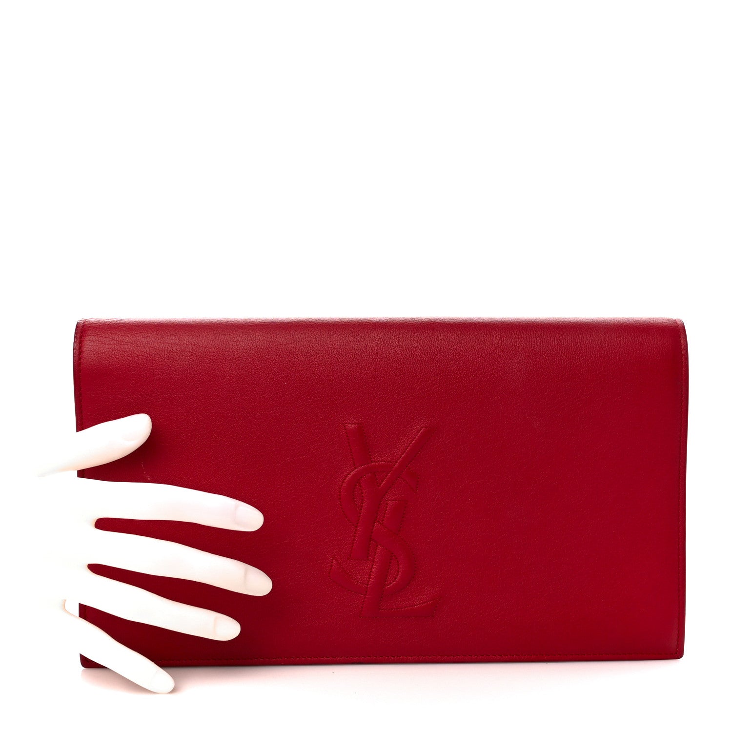 Saint Laurent Calfskin Monogram Large Belle De Jour Clutch Red 2 of 12