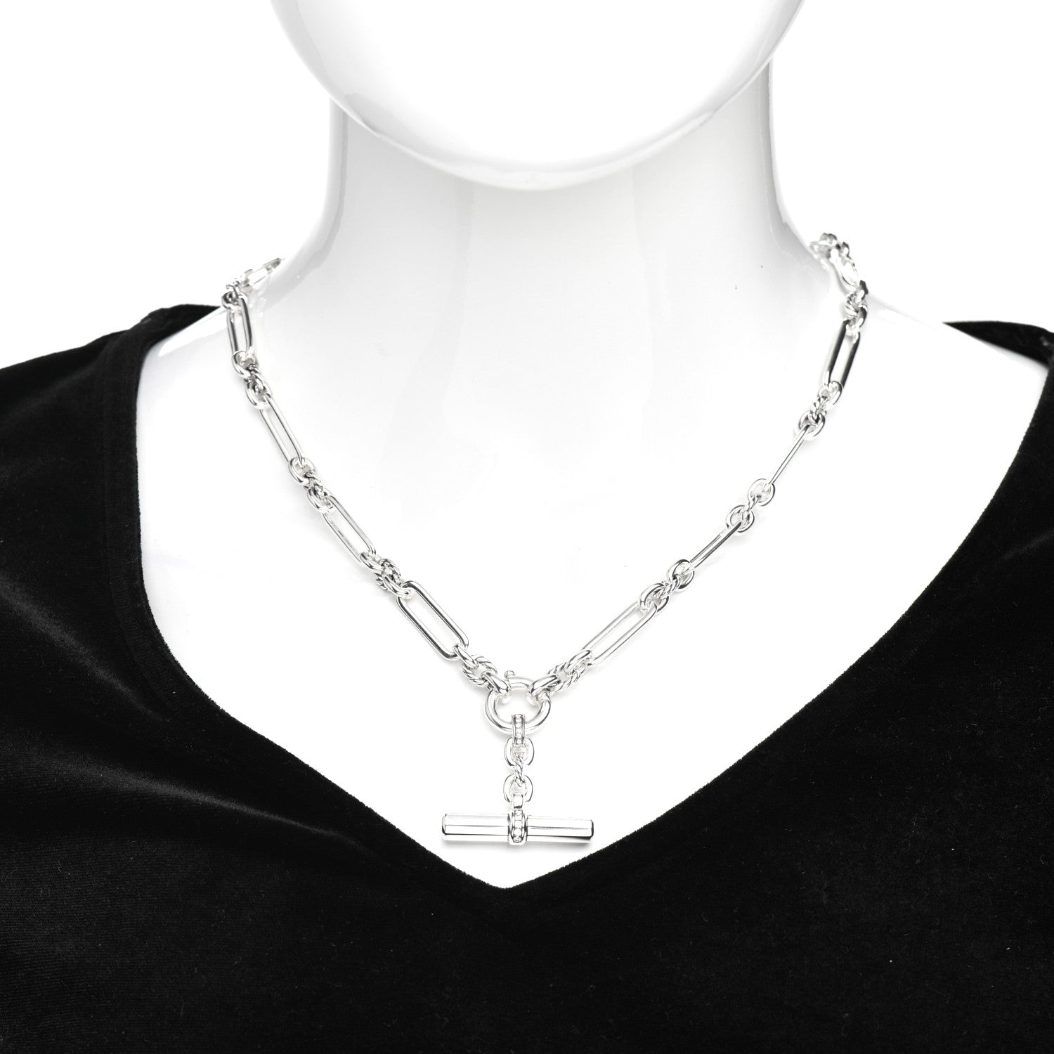 David Yurman Sterling Silver Diamond Lexington Chain Necklace 2 of 4