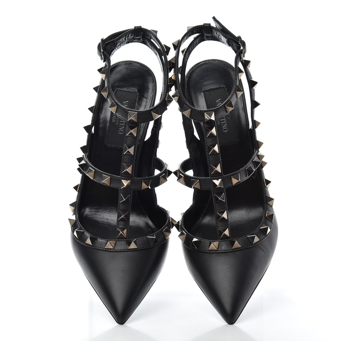 Nappa Rockstud Ankle Strap Pumps 36.5 Black