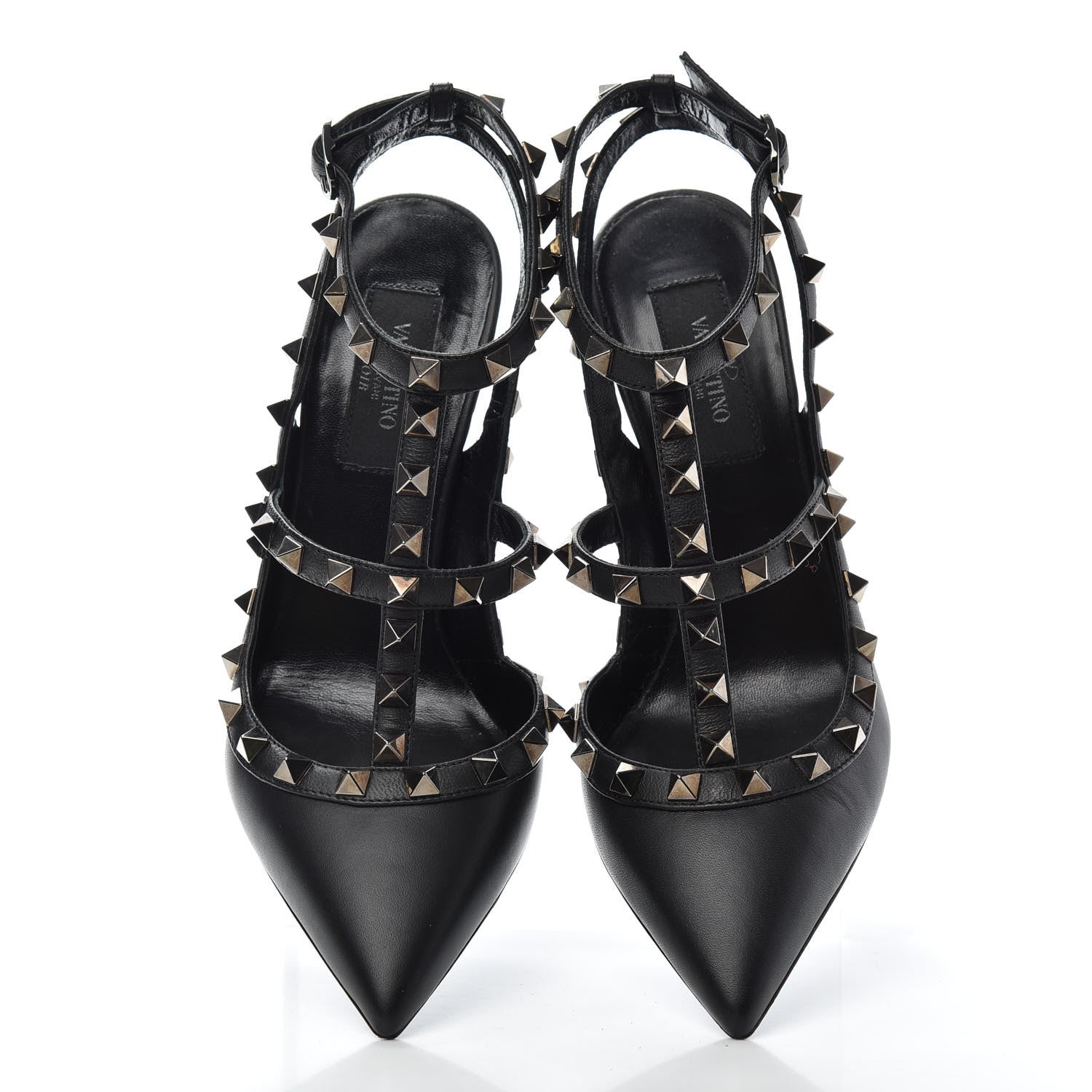Valentino Garavani Nappa Rockstud Ankle Strap Pumps 36.5 Black 5 of 10