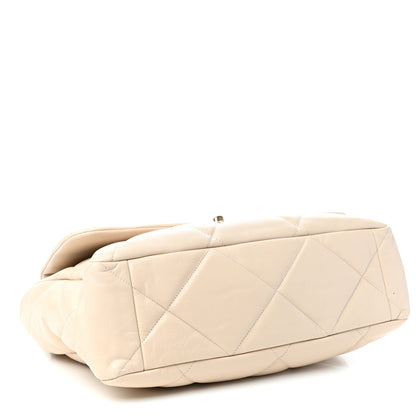 Chanel Lambskin Quilted Maxi Chanel 19 Flap Light Beige 4 of 10