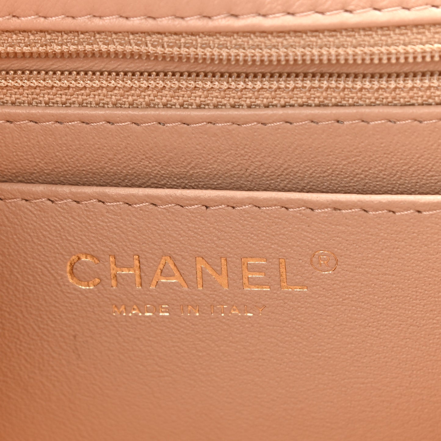 Lambskin Quilted Mini Rectangular Flap Beige
