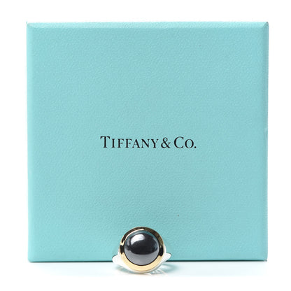 Tiffany Sterling Silver 18K Yellow Gold Hematite Ring 48 4.5 12 of 14