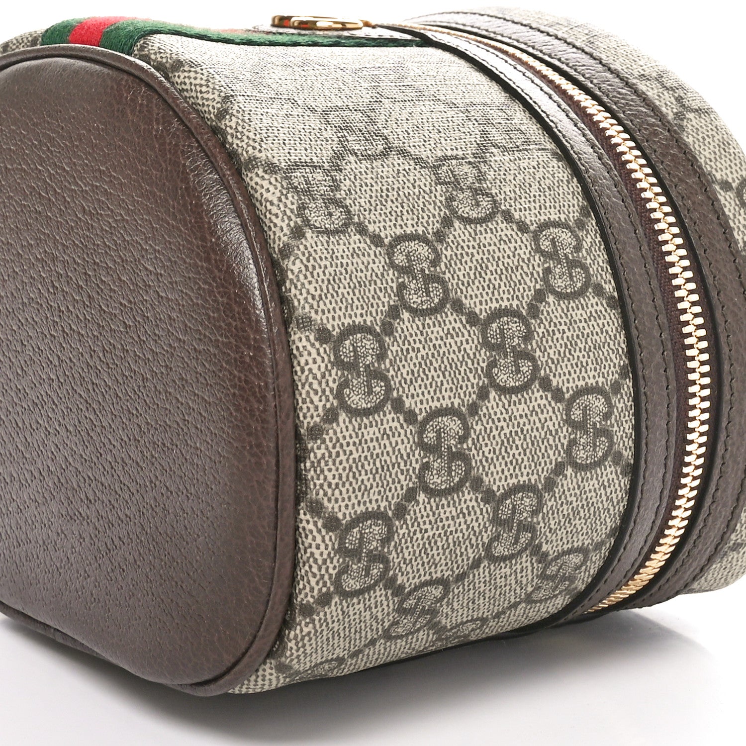 Gucci GG Supreme Monogram Textured Calfskin Web Ophidia Vanity Cosmetic Case Beige Ebony New Acero 10 of 10