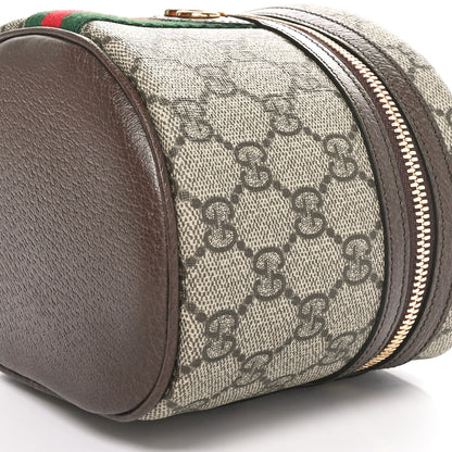 Gucci GG Supreme Monogram Textured Calfskin Web Ophidia Vanity Cosmetic Case Beige Ebony New Acero 10 of 10