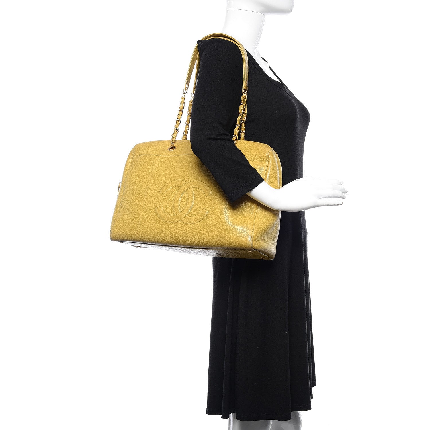 Chanel Caviar Large CC Shoulder Bag Chartreuse 2 of 17