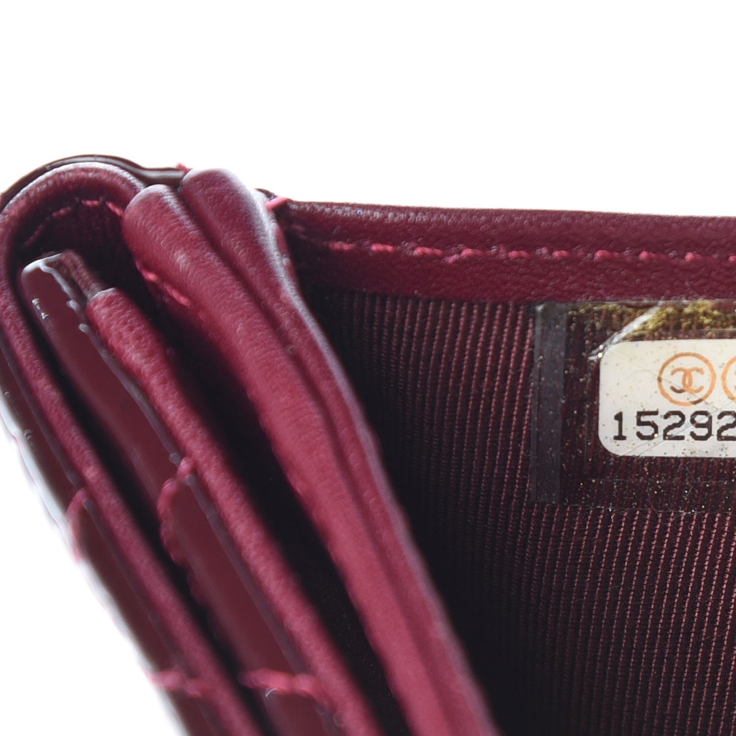 Chanel Patent Quilted Compact French Flap Wallet Dark Red 8 of 13