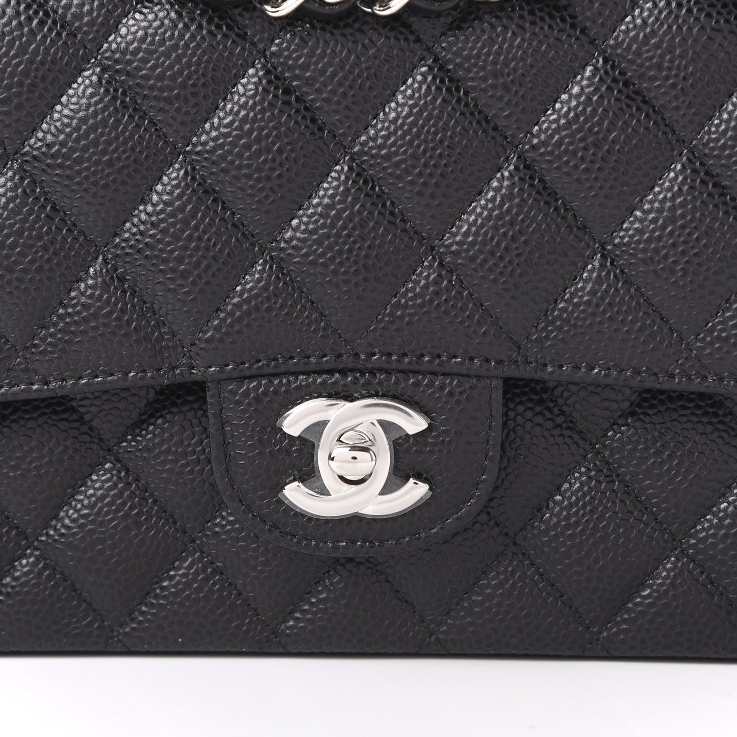 Caviar Quilted Medium Double Flap Black