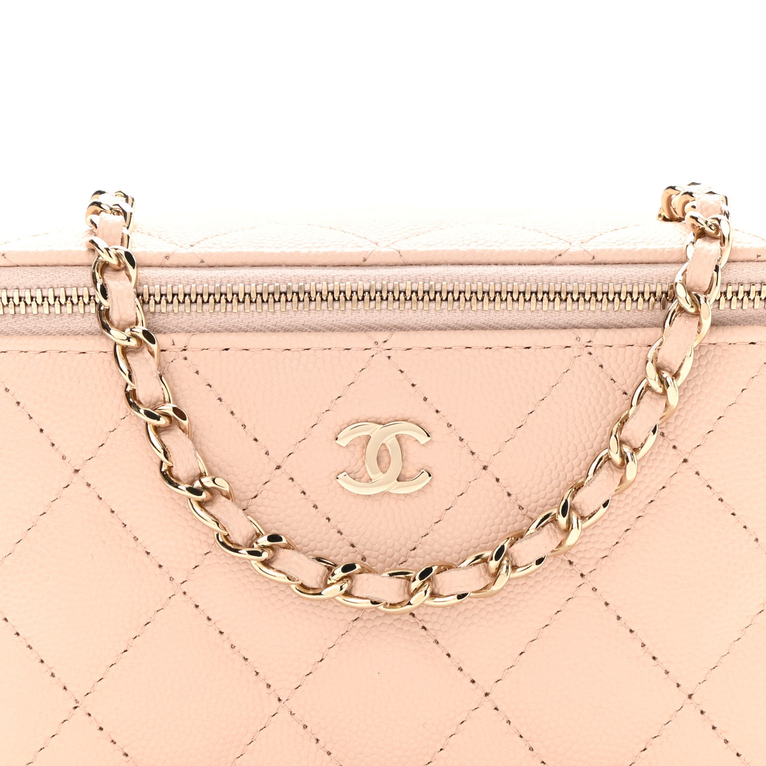 Chanel Caviar Quilted Small Vanity Case With Chain Light Beige 8 of 11