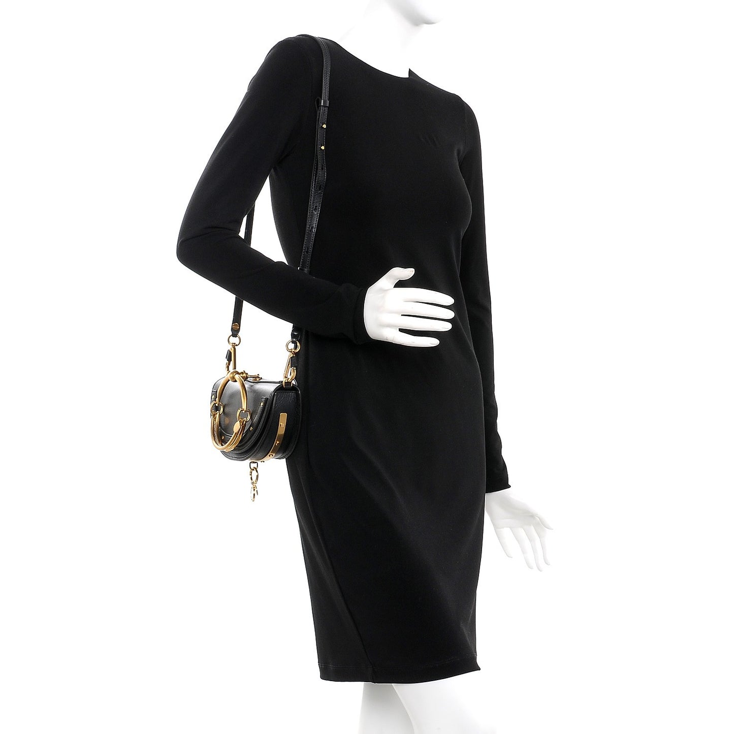 Calfskin Small Nile Bracelet Minaudiere Bag Black