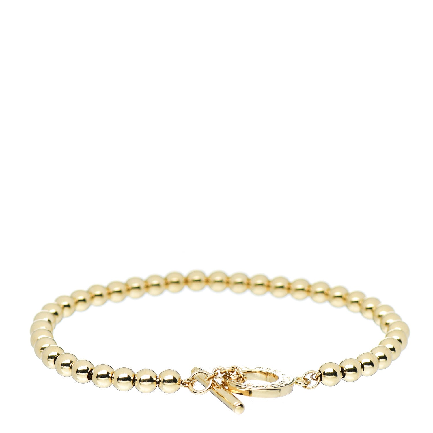 Tiffany 18K Yellow Gold 4mm Beads Toggle Bracelet 3 of 5
