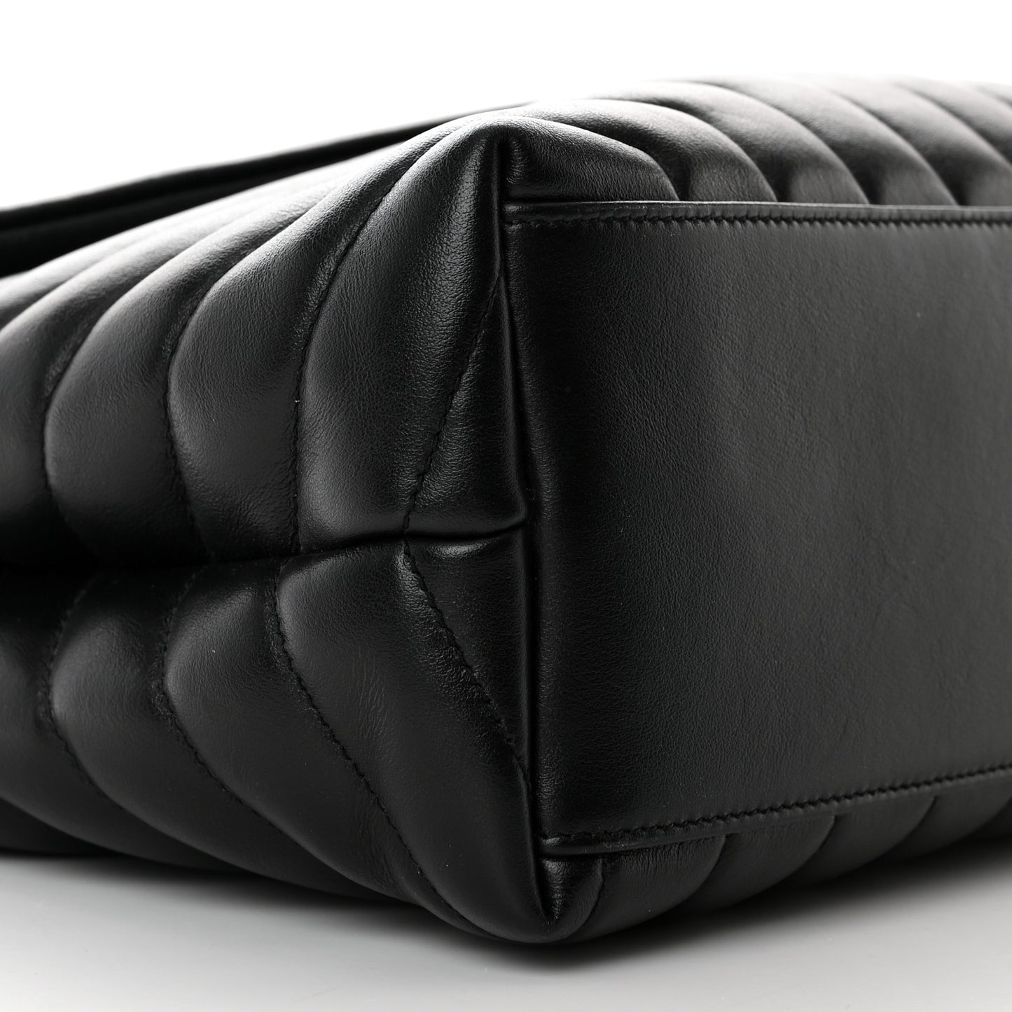 Calfskin Y Quilted Monogram Medium Loulou Chain Satchel Black