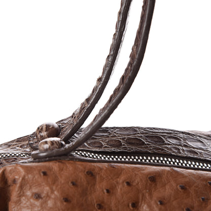 Bottega Veneta Ostrich Crocodile Shoulder Bag Noce 21 of 27