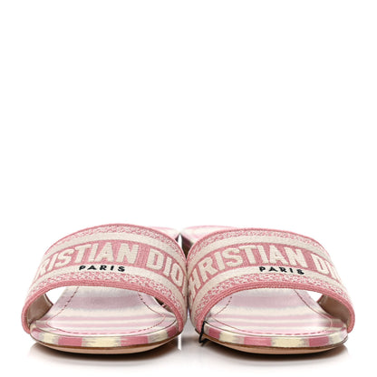 Christian Dior Cotton D-Stripes Embroidered Dway 40mm Slide Sandals 39 Deep Nude 2 of 11