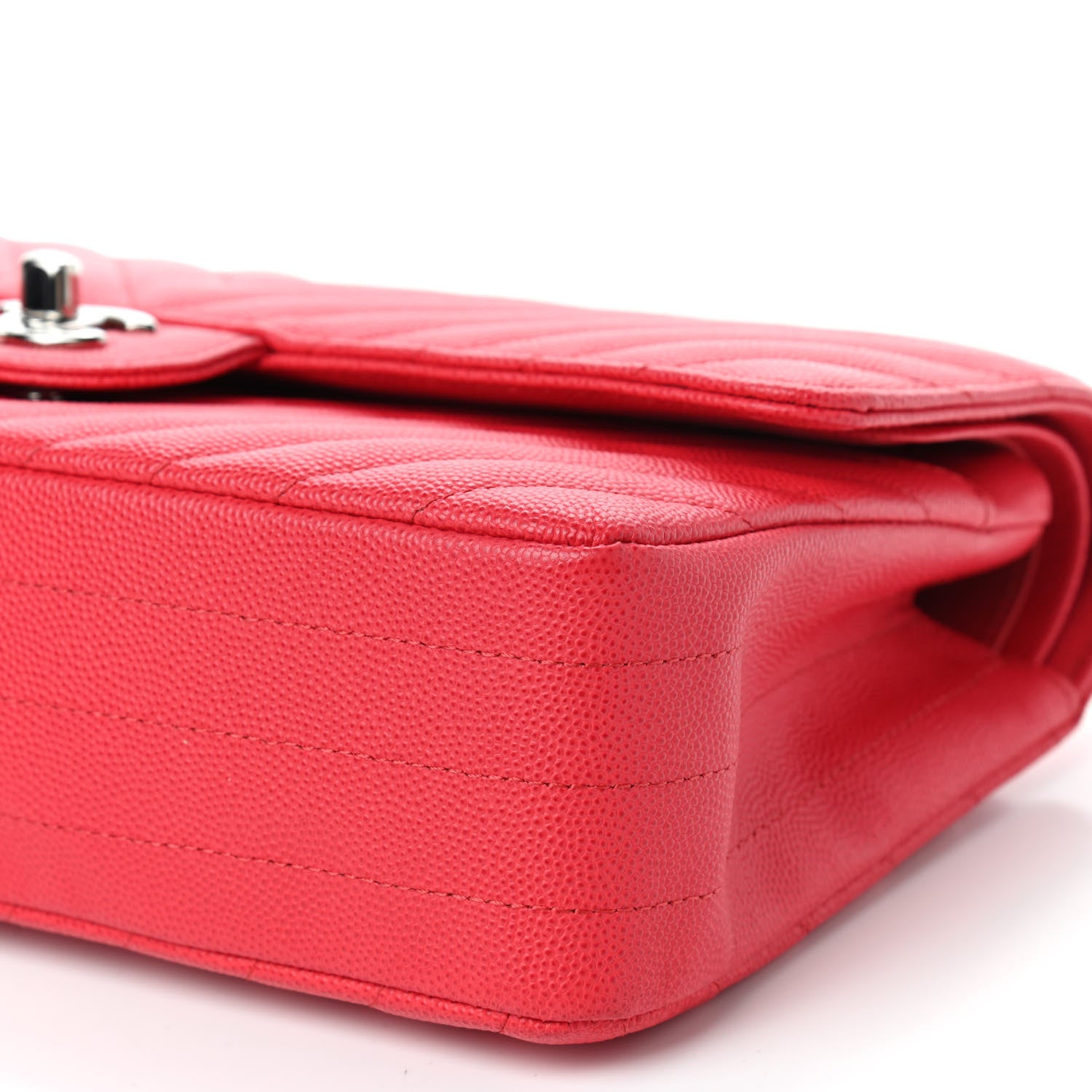 Chanel Caviar Chevron Quilted Medium Double Flap Red 10 of 10