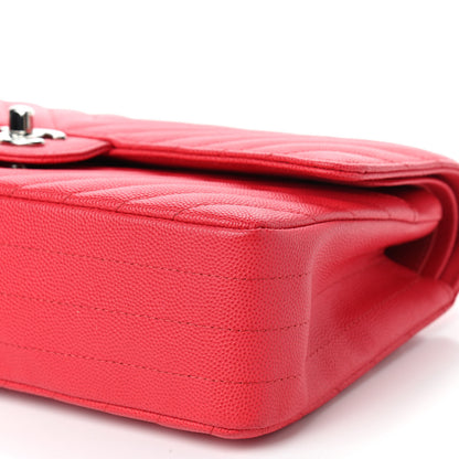 Chanel Caviar Chevron Quilted Medium Double Flap Red 10 of 10