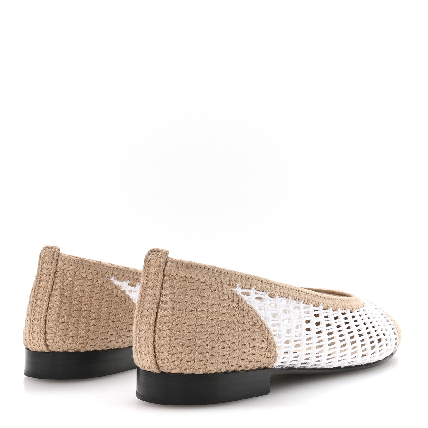 Chanel Raffia CC Cap Toe Ballerina Flats 37 White Beige 5 of 9