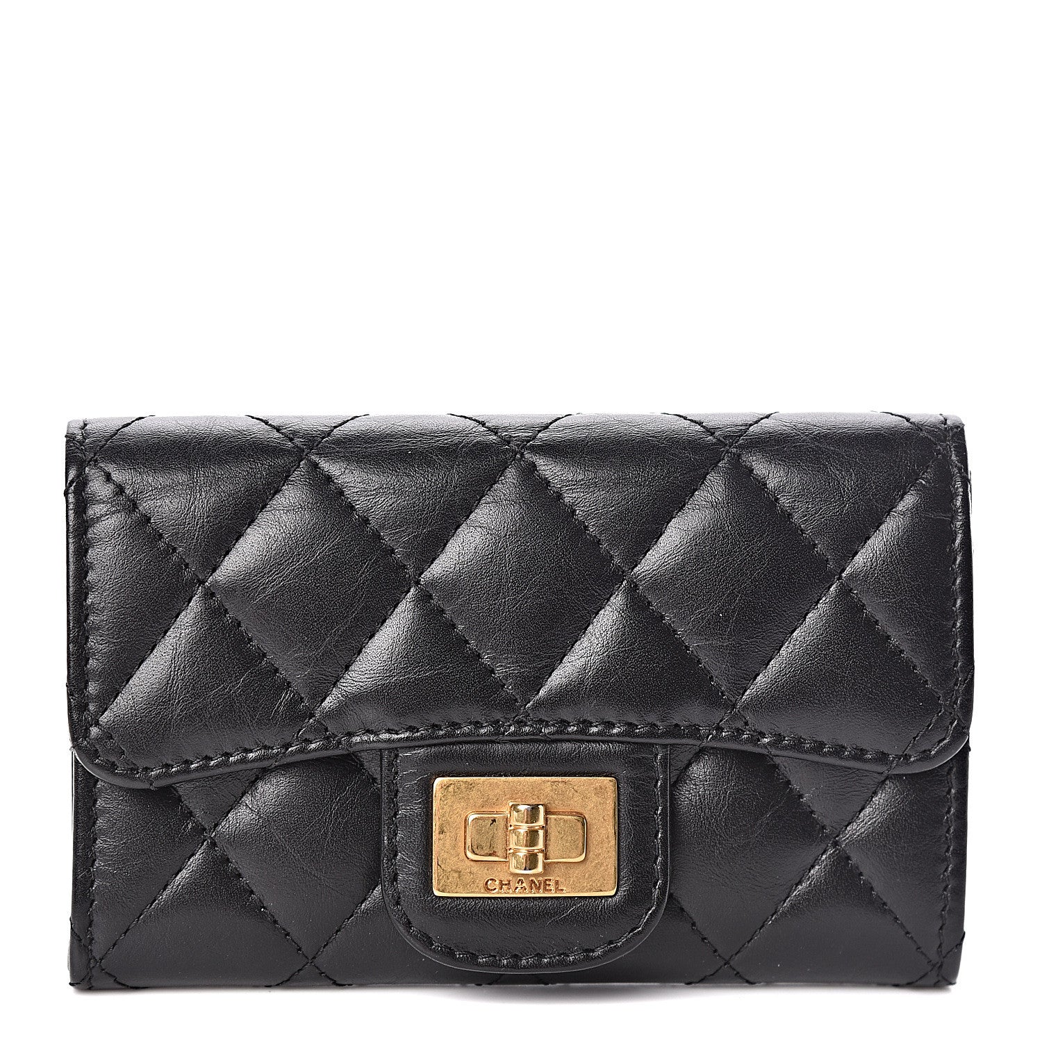 Chanel Aged Calfskin Quilted Reissue Flap Card Holder Black 1 of 8