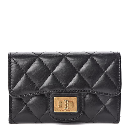 Chanel Aged Calfskin Quilted Reissue Flap Card Holder Black 1 of 8