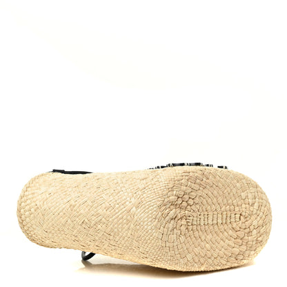 Loewe Calfskin Raffia Small Anagram Basket Tote Bag Natural Black 4 of 11