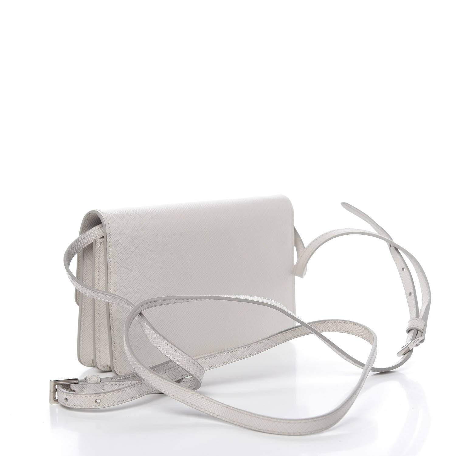 Prada Saffiano Metal Flap Wallet With Strap Talco 3 of 9