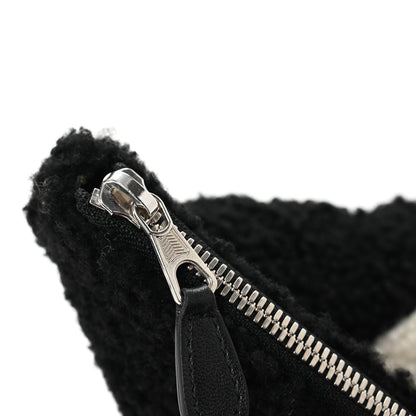 Balenciaga Sheepskin Shearling Contrasted Logo Large Zip Pouch Black 8 of 8