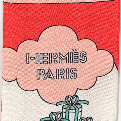 Hermes Silk Carres Volants Twilly Grenadine White Bleu 4 of 4
