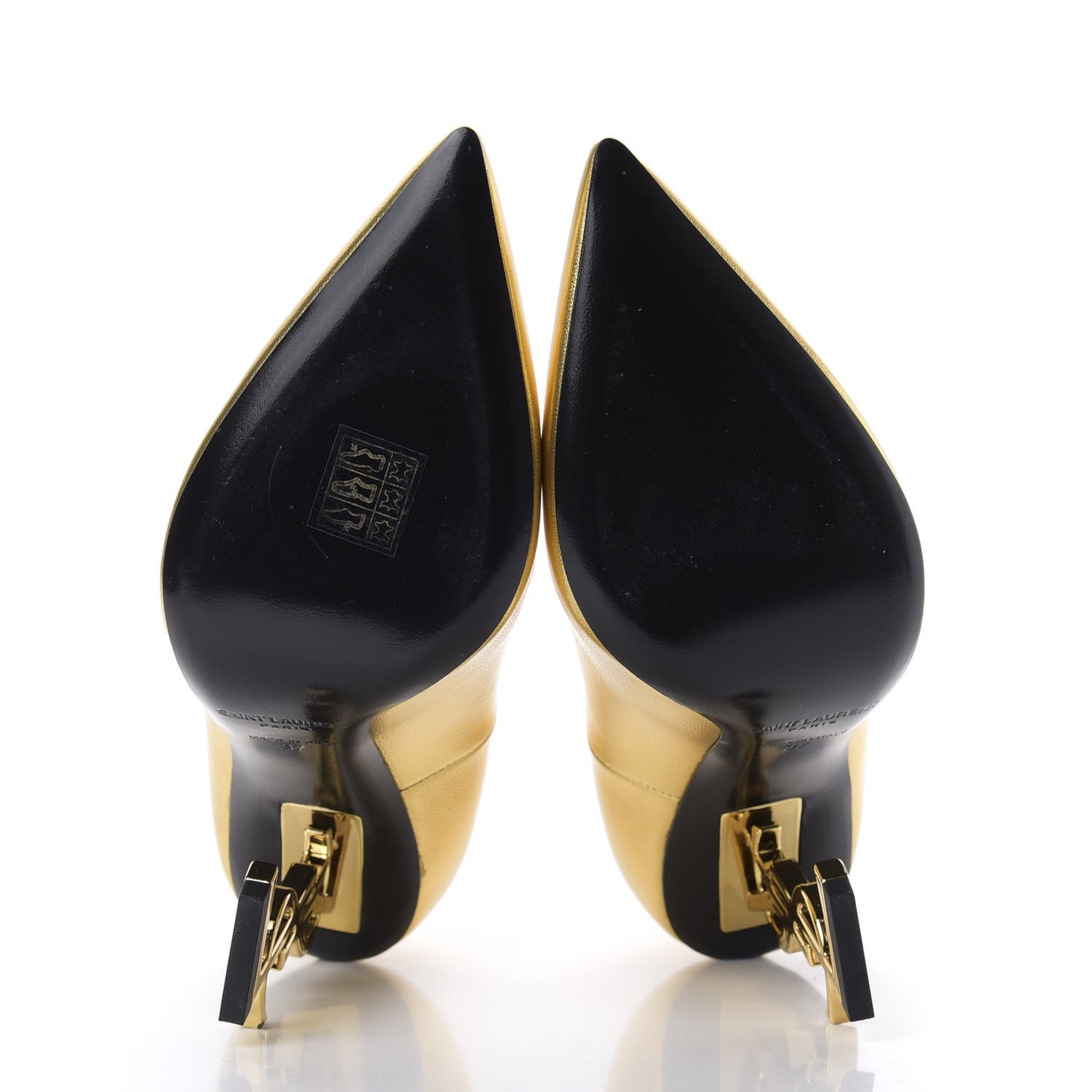 Metallic Calfskin Opyum 110 Pumps 37 Oro