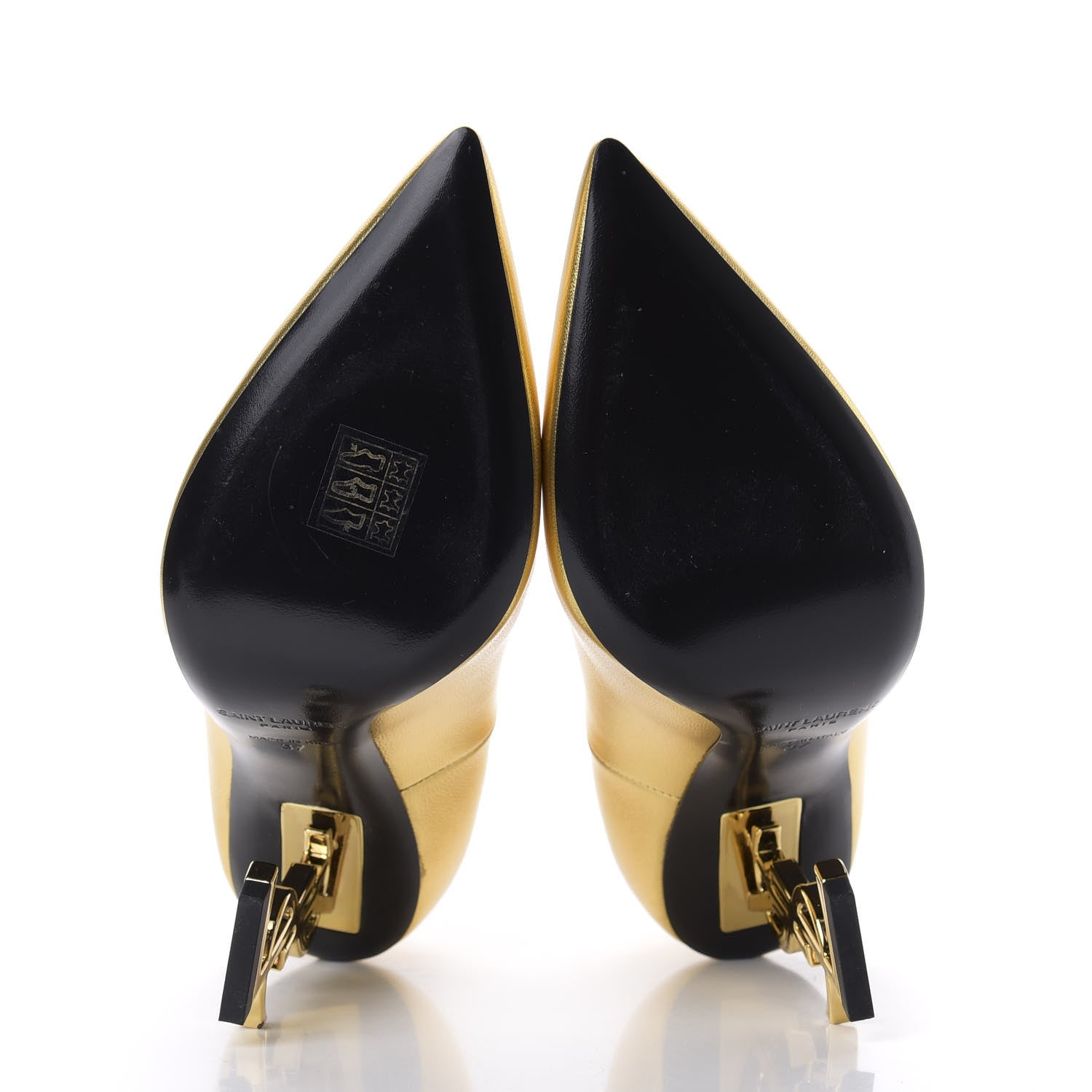Saint Laurent Metallic Calfskin Opyum 110 Pumps 37 Oro 5 of 10