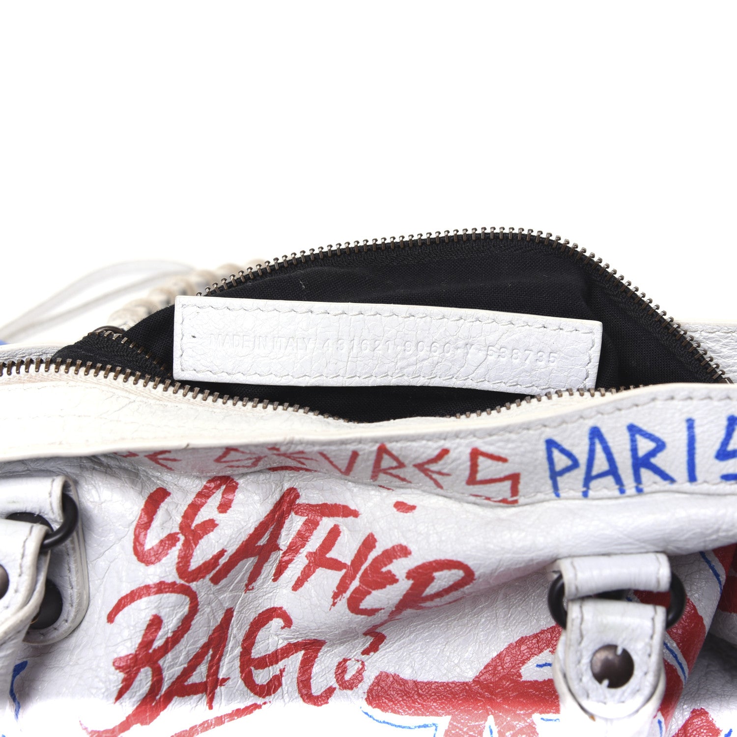 Balenciaga Agneau Graffiti All Over Classic Hardware S City White Bleu Rouge 12 of 21