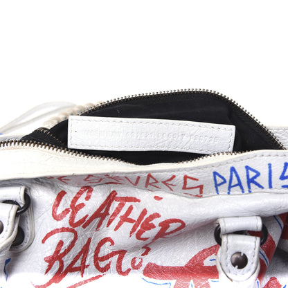 Balenciaga Agneau Graffiti All Over Classic Hardware S City White Bleu Rouge 12 of 21