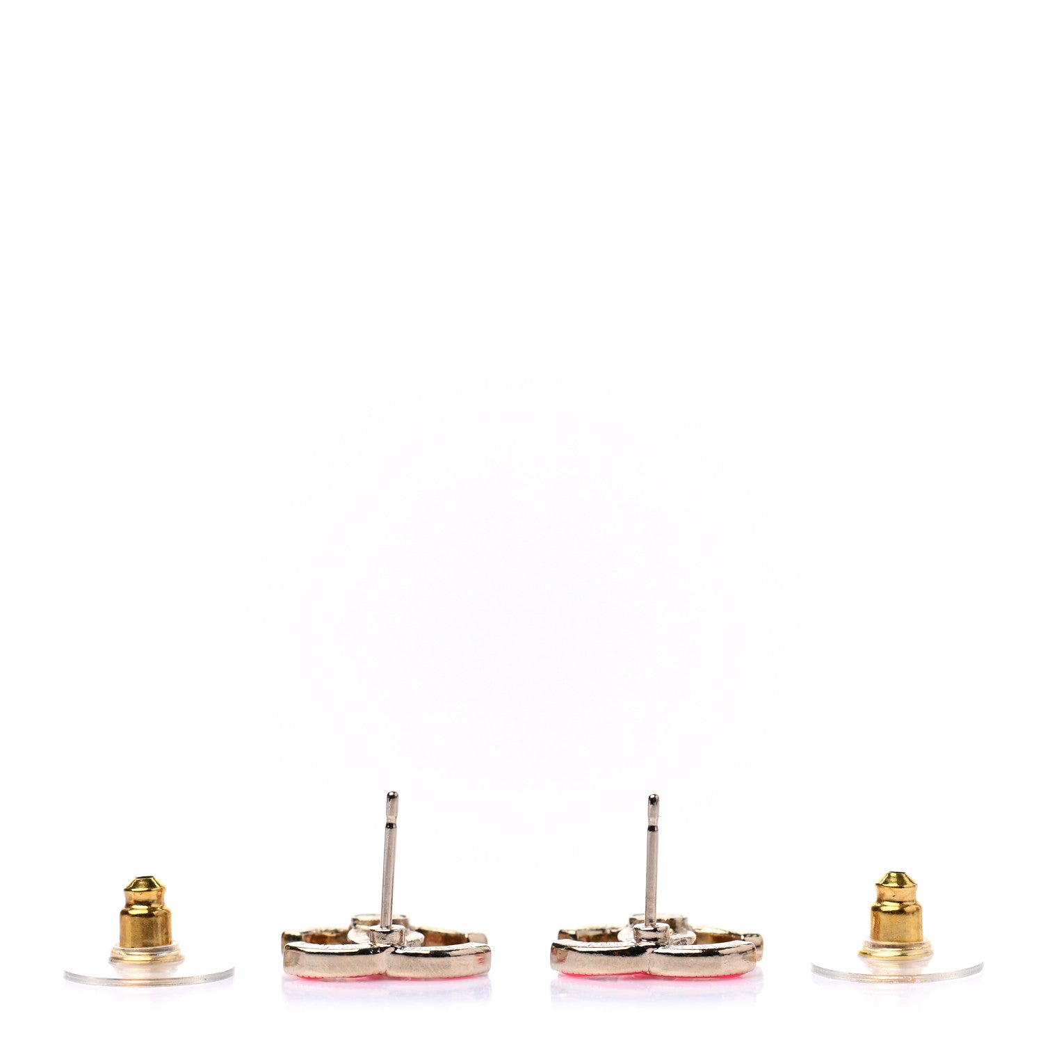 Chanel Enamel CC Earrings Pink Gold 3 of 4