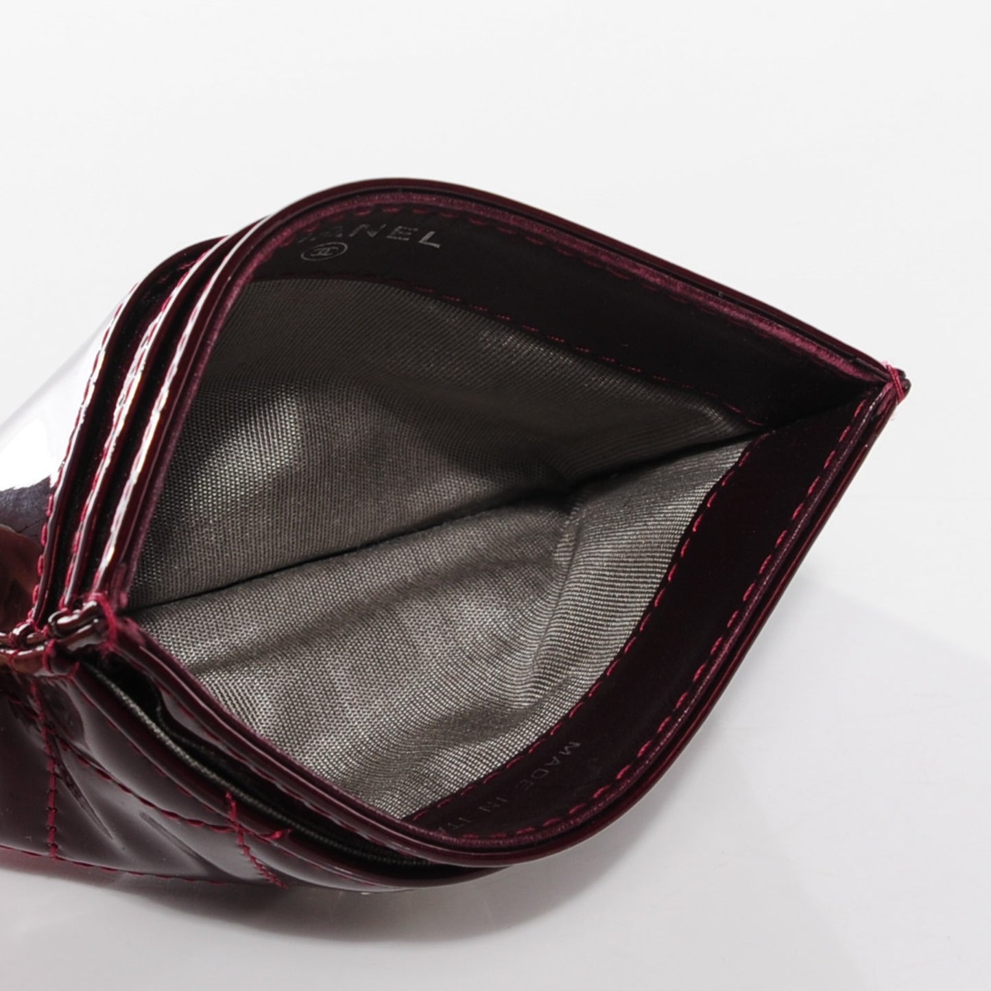 Patent Calfskin Quilted Brilliant Card Holder