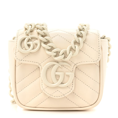 Gucci Calfskin Matelasse Monochrome GG Marmont Chain Mini Belt Bag Mystic White 1 of 11