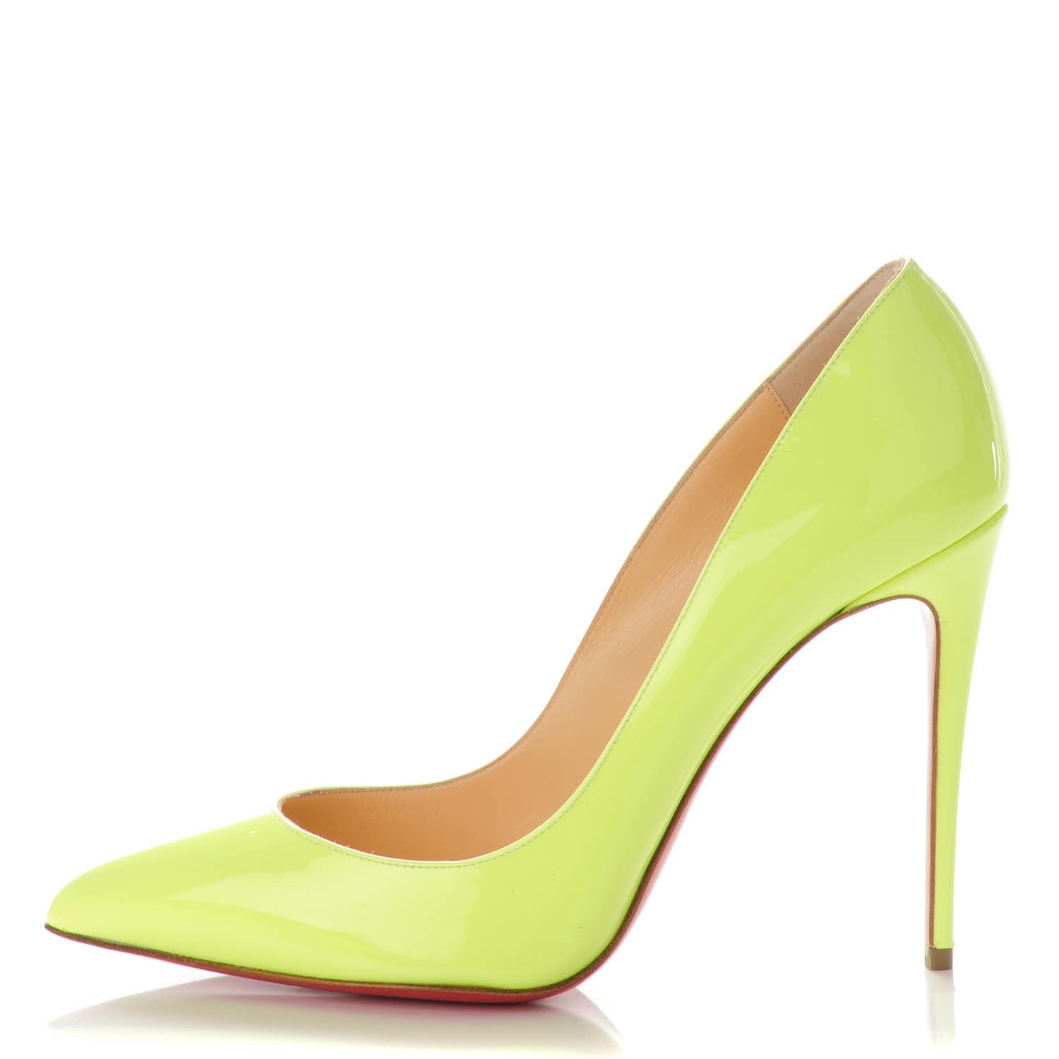 Christian Louboutin Patent Pigalle Follies 100 Pumps 39.5 Neon Yellow 1 of 7