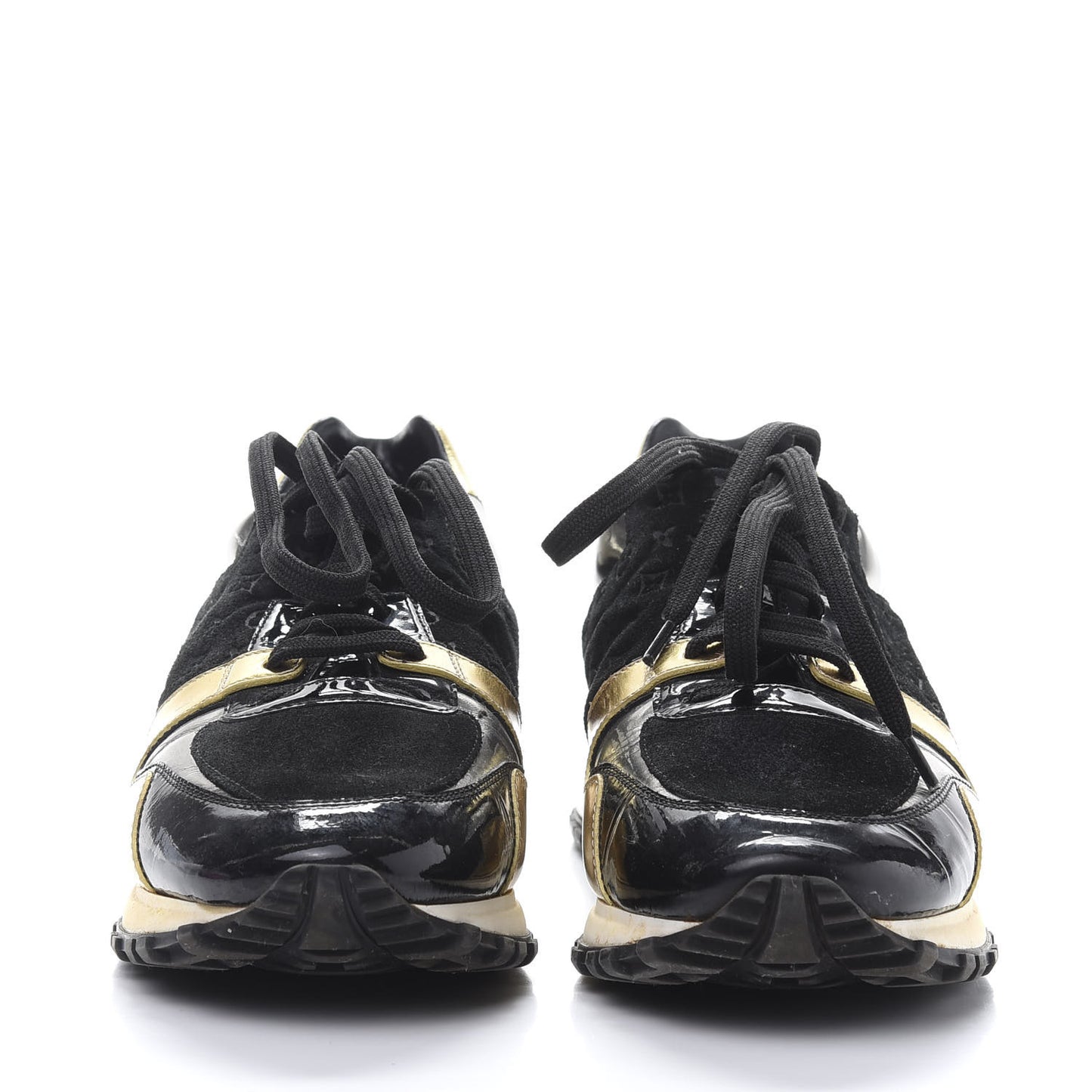 Suede Monogram Mens Run Away Sneakers 38 Black Gold Silver