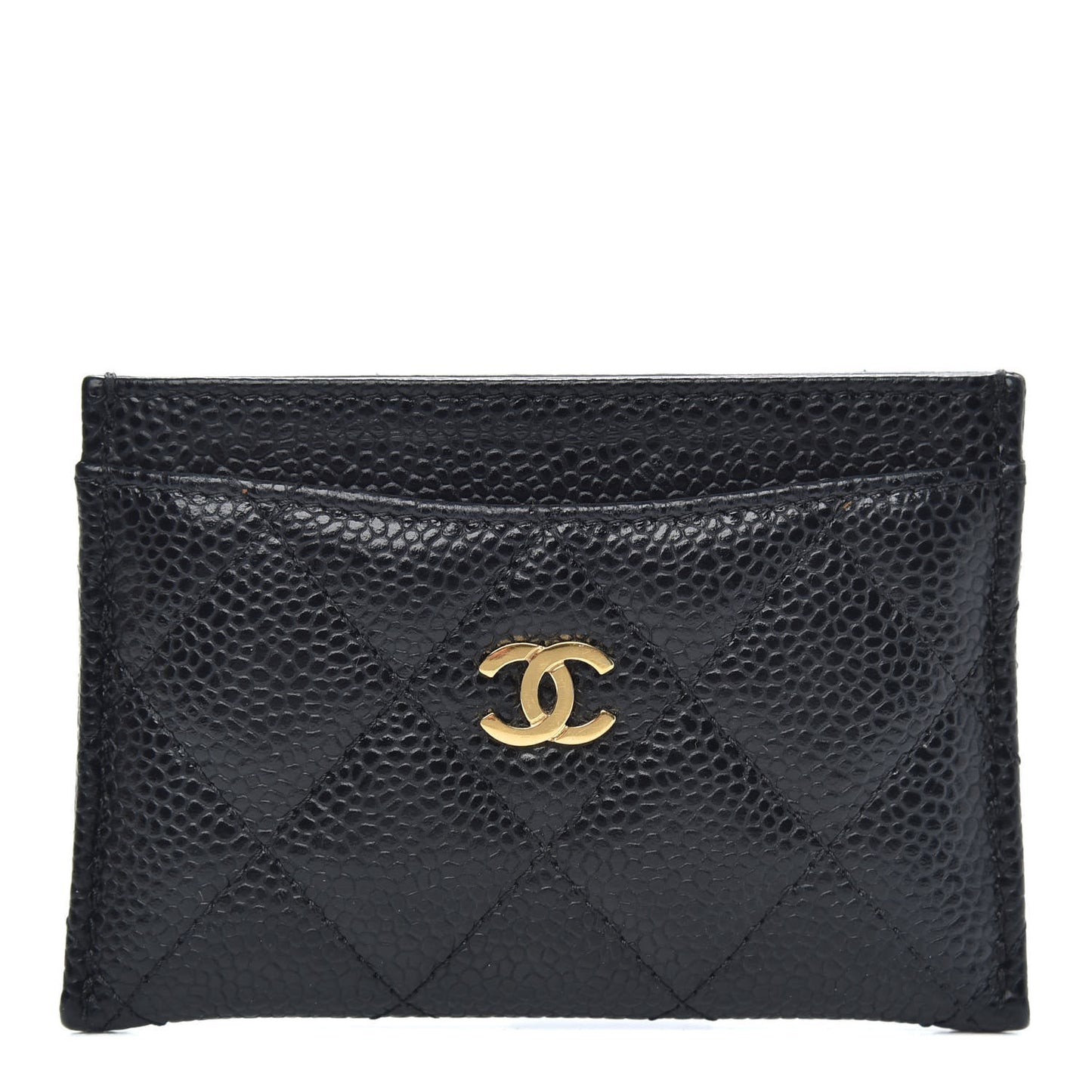 Caviar Quilted Card Holder Black