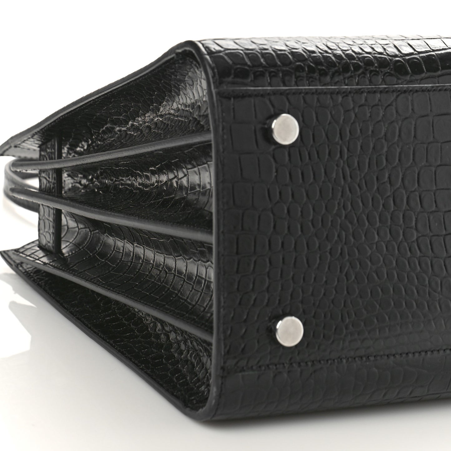 Calfskin Crocodile Embossed Small Sac de Jour Black