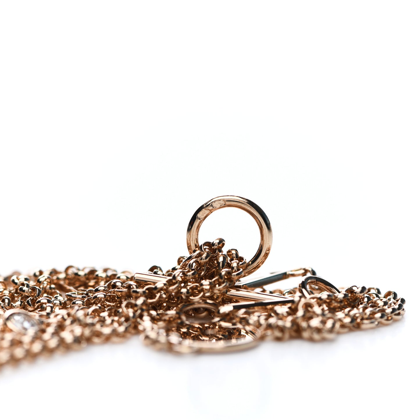 18K Rose Gold Diamond Long Gambade Necklace