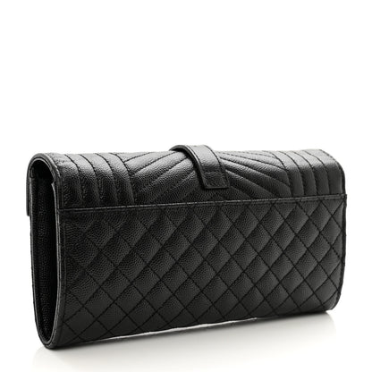 Saint Laurent Grain De Poudre Mixed Matelasse Triquilt Large Monogram Wallet Black 3 of 12