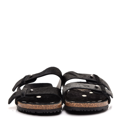 Saint Laurent Calf Hair Jimmy Cross Slides 40 Black 2 of 8