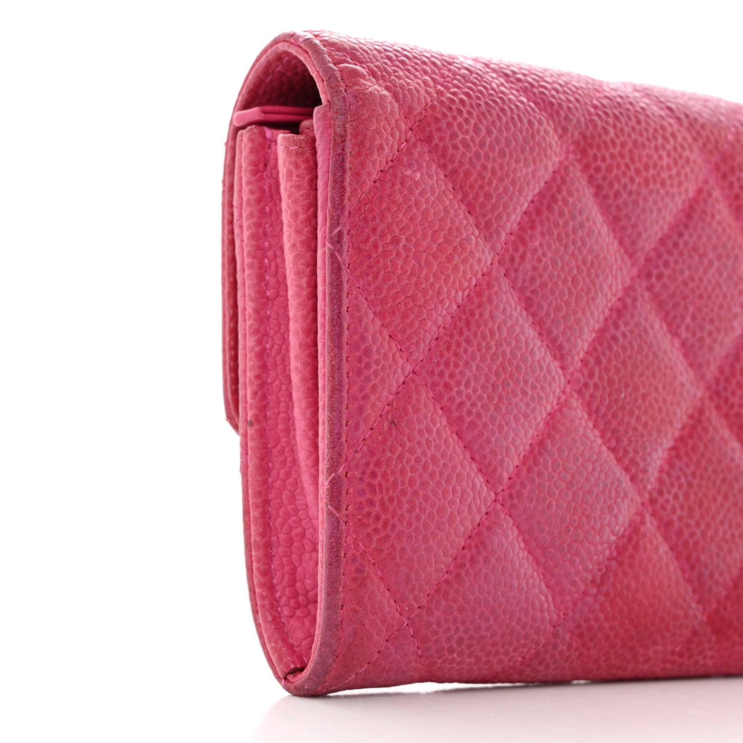 Chanel Caviar Quilted Large Gusset Flap Wallet Pink 9 of 17