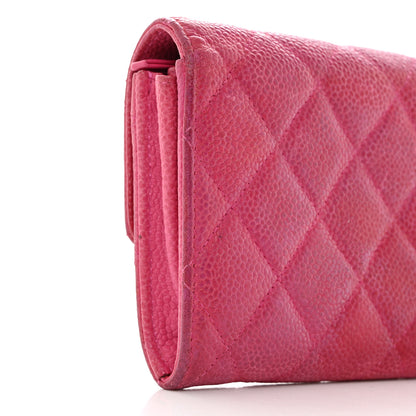 Chanel Caviar Quilted Large Gusset Flap Wallet Pink 9 of 17