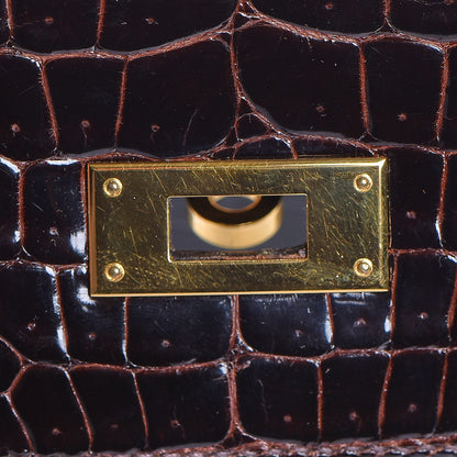 Hermes Shiny Porosus Crocodile Kelly Sellier 35 Havane 26 of 37