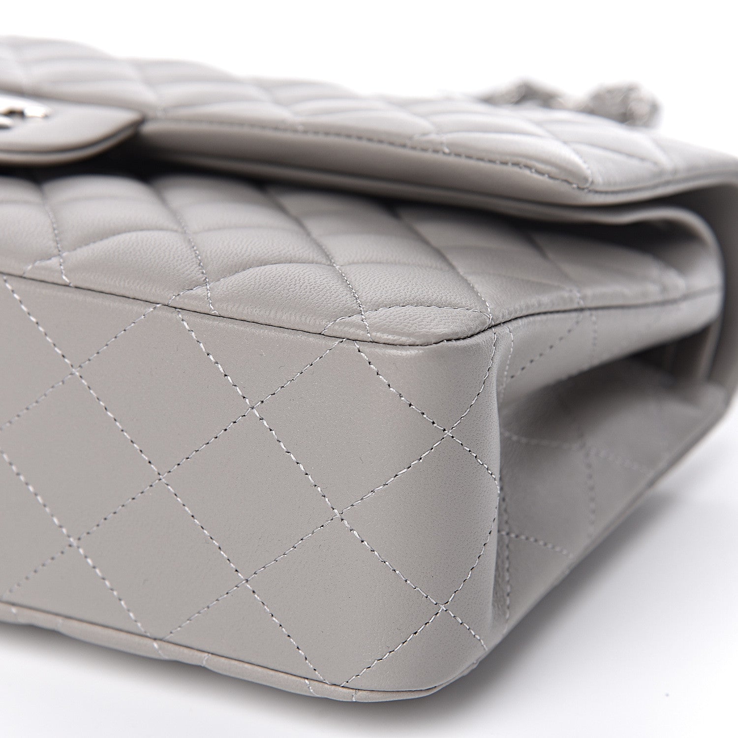 Chanel Lambskin Quilted Medium Double Flap Grey 9 of 10
