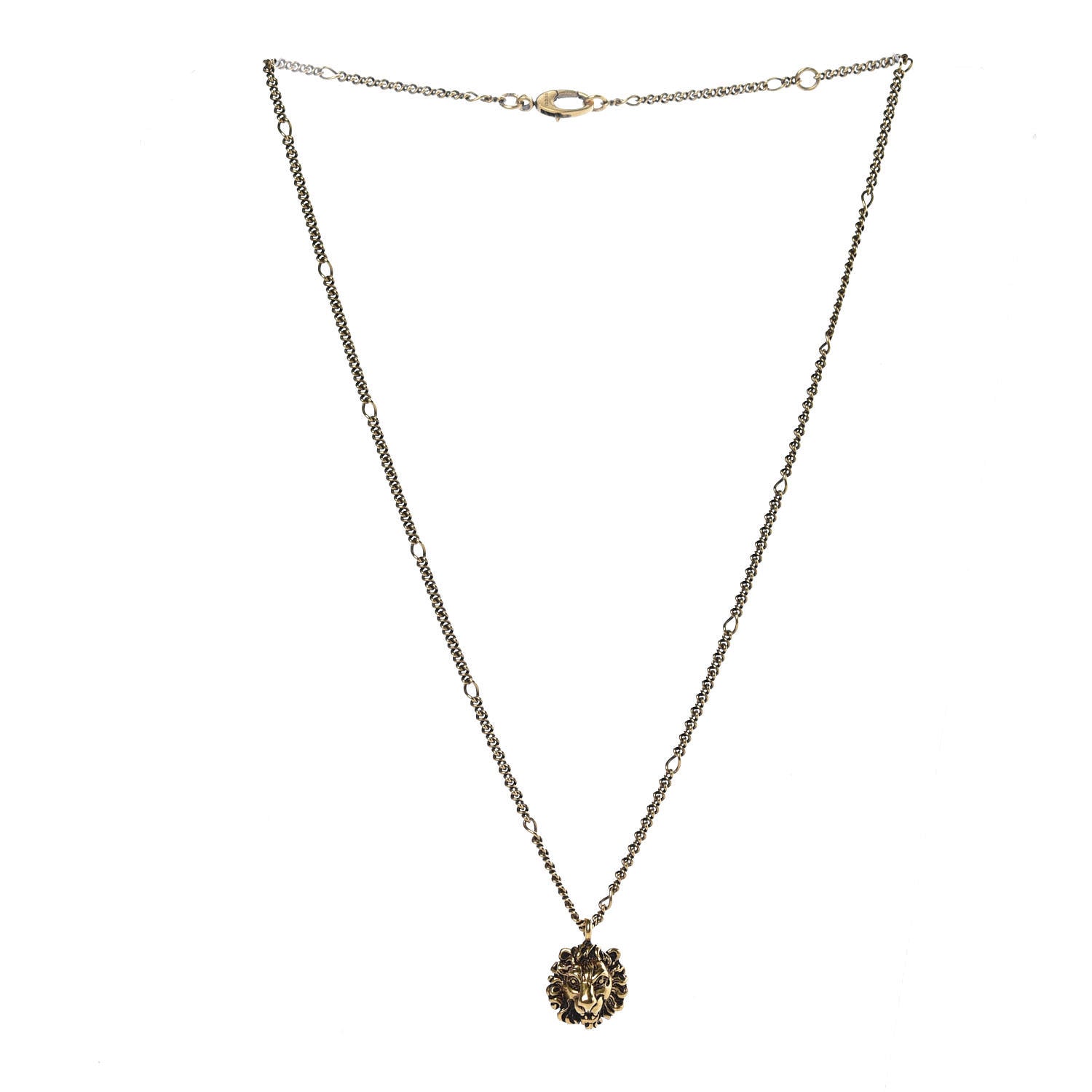 Gucci Metal Lion Head Necklace Gold 3 of 7